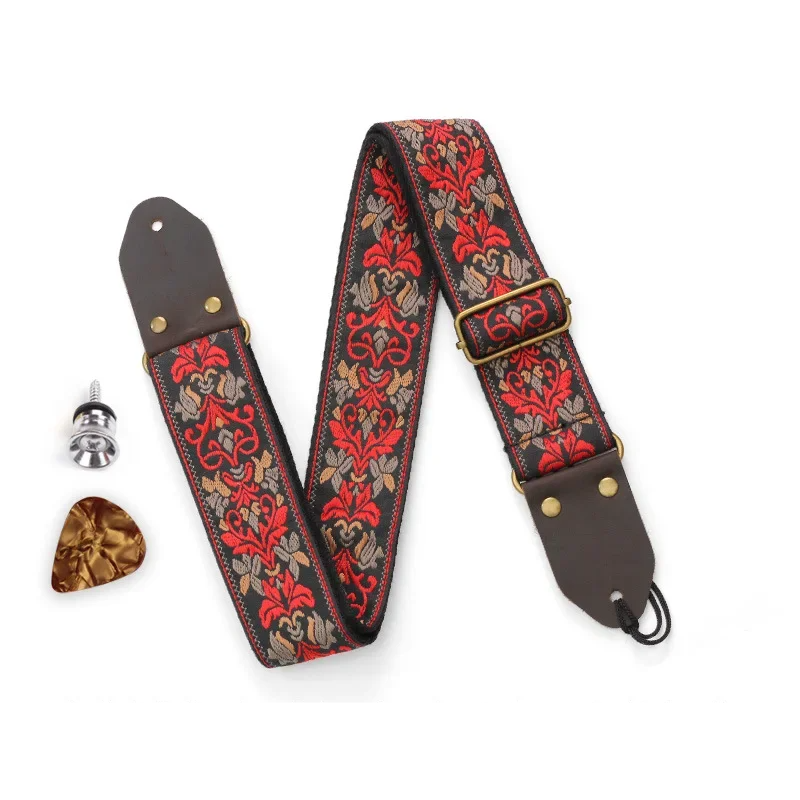 Stylish flower embroidery guitar strap 