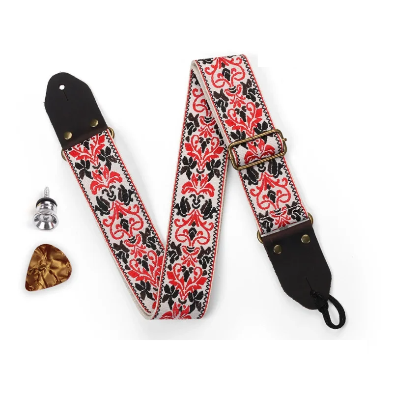 Stylish flower embroidery guitar strap 