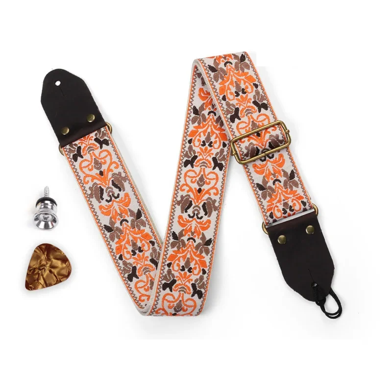 Stylish flower embroidery guitar strap 