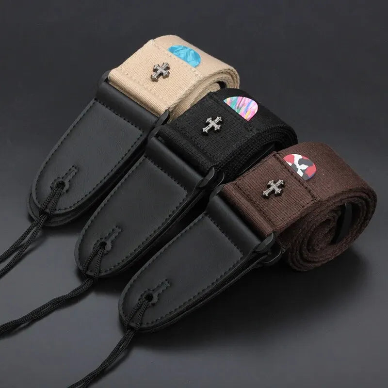 Cross style guitar strap