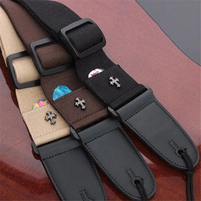 Cross style guitar strap