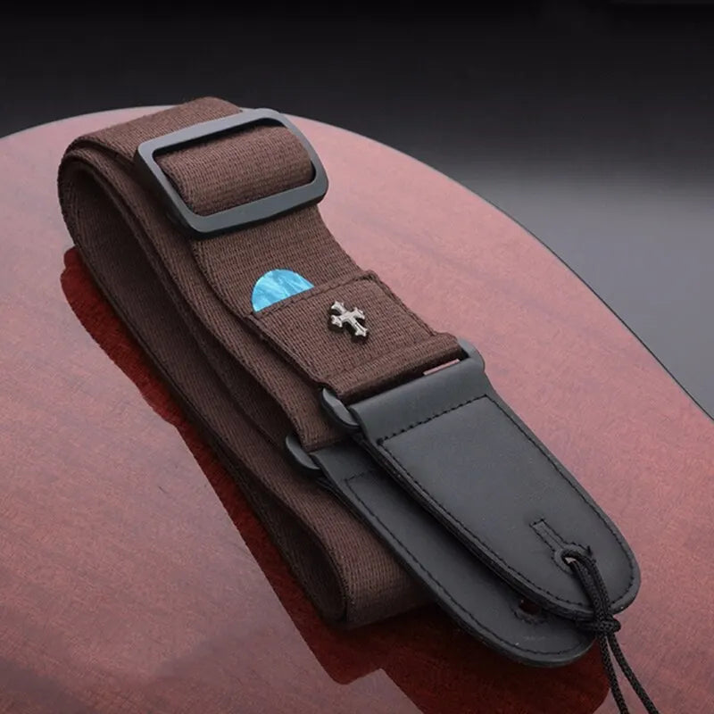 Cross style guitar strap