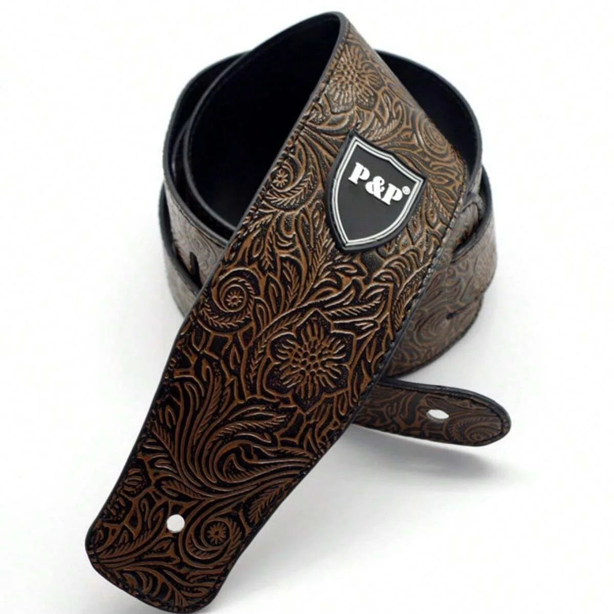 P&P leather pattern guitar strap