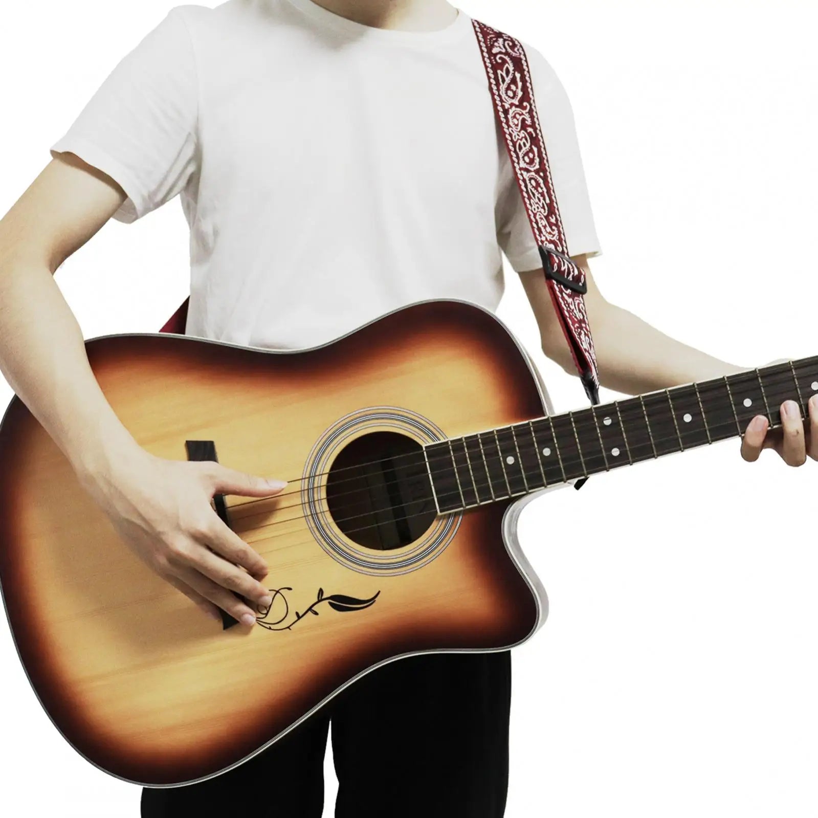 Embroidered Style guitar strap with Guitar Pick Slot