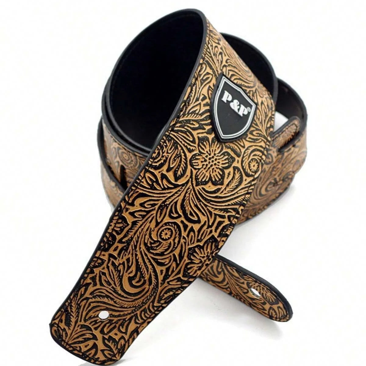 P&P leather pattern guitar strap