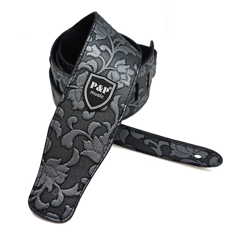 P&P leather pattern guitar strap