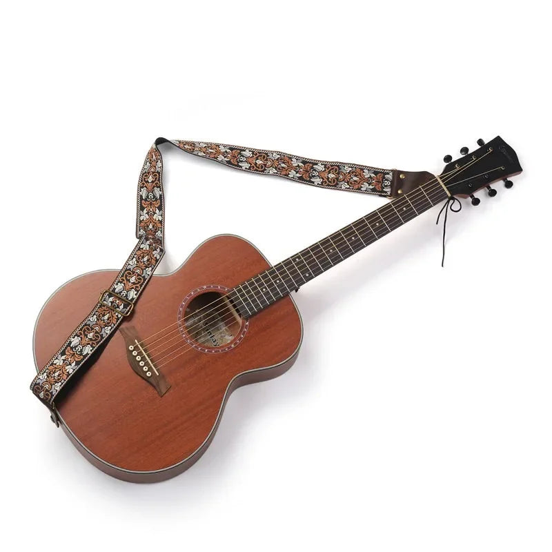 Stylish flower embroidery guitar strap 