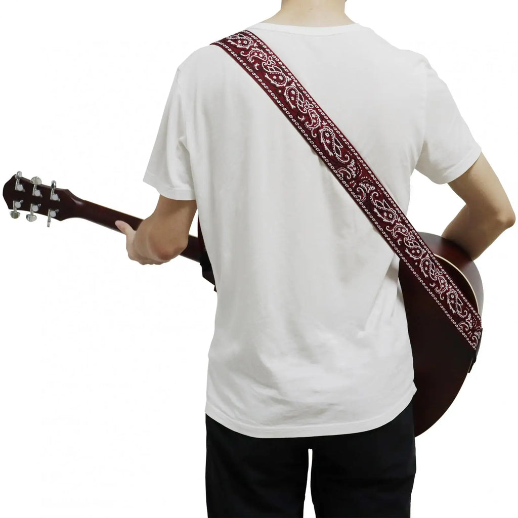 Embroidered Style guitar strap with Guitar Pick Slot
