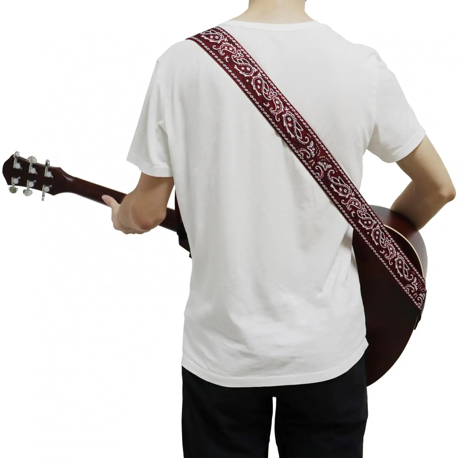 Embroidered Style guitar strap with Guitar Pick Slot