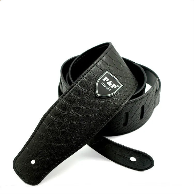 P&P leather pattern guitar strap