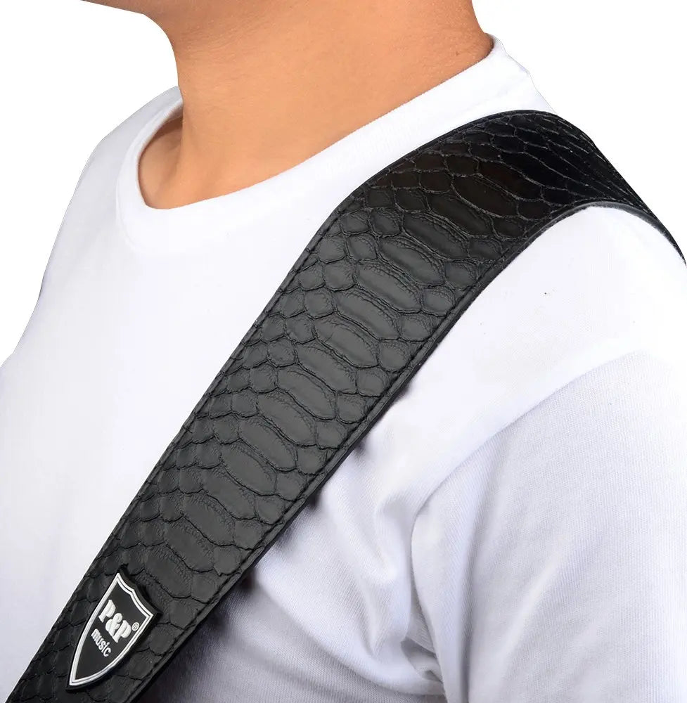 P&P leather pattern guitar strap